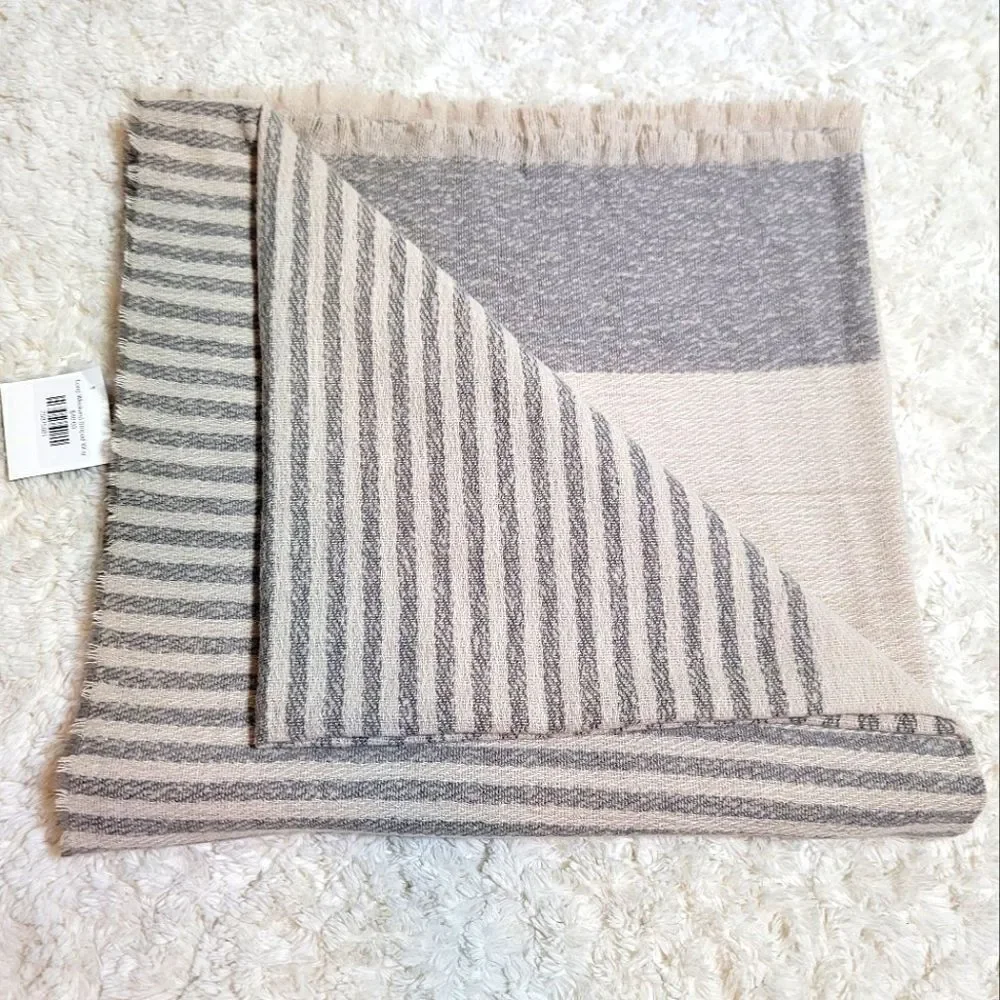Jojo + Coco Grey & Cream Long Weekend Striped Wrap Scarf